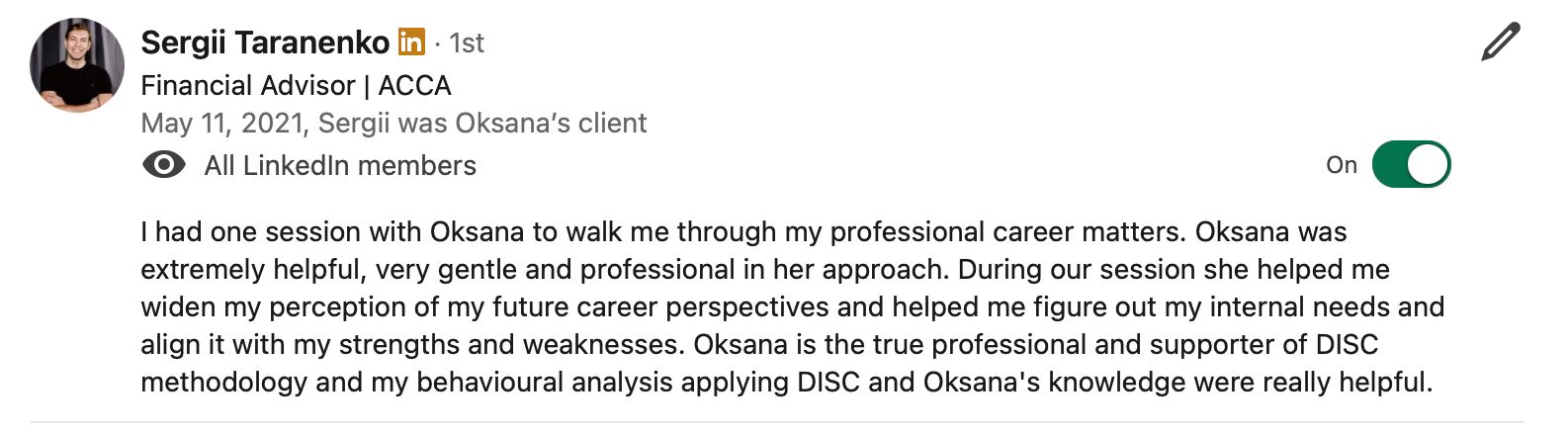 Client feedback