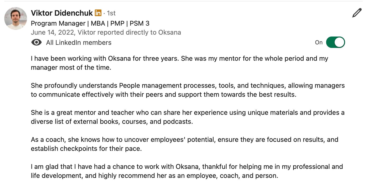 Client feedback