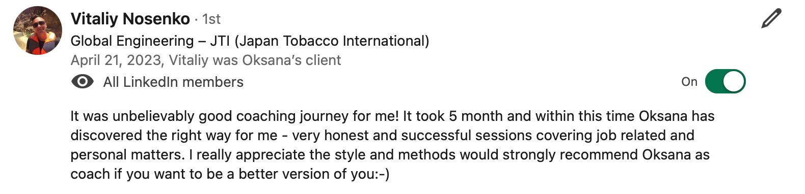 Client feedback