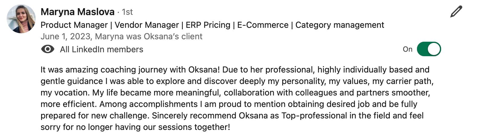 Client feedback
